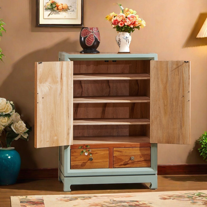 Two-door, two-drawer painted accent cabinet