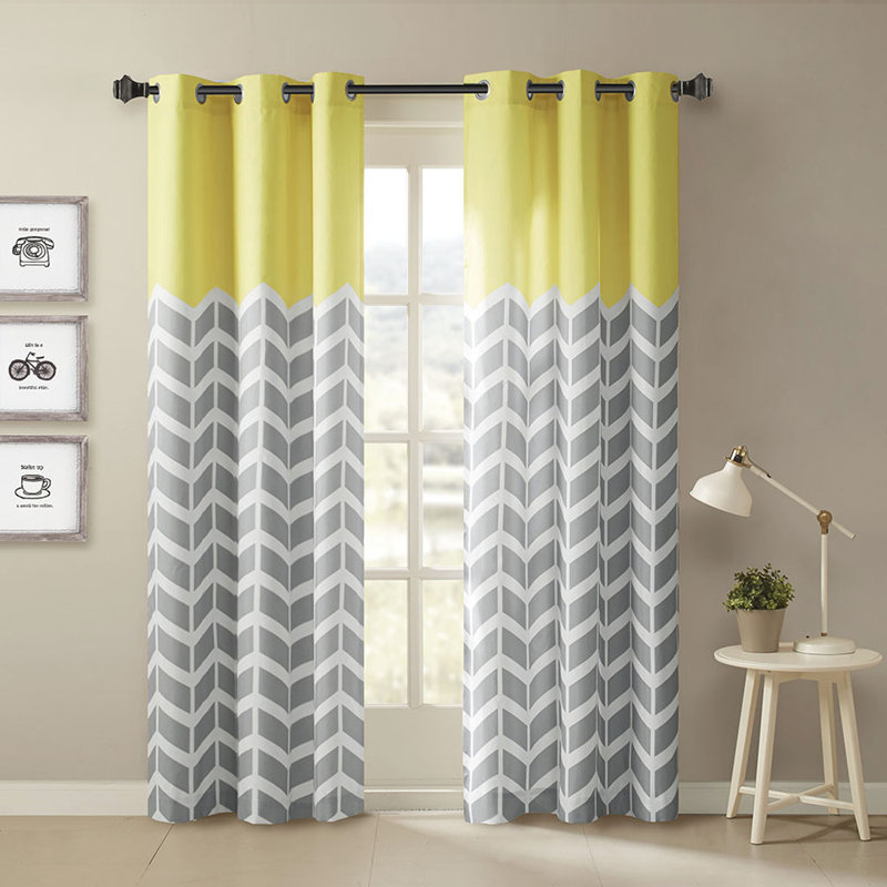 Naqqash Curtain Panel Pair, Yellow
