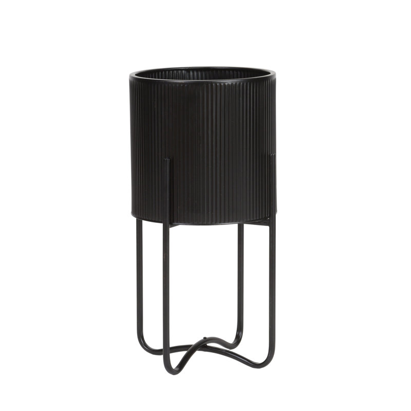 Clabe Everett Pot with Ambrose Base, Black, 20.5" H x 11.25" W x 11.25" D