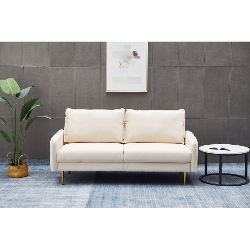 Emteas 57.3'' Velvet Loveseat, Beige Velvet, 34" H x 57.3" W x 32" D