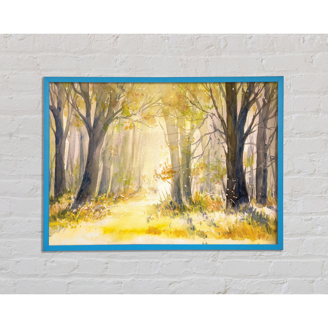 Yellow Forest Woodland Aquarell - Einzelner Bilderrahmen Kunstdrucke