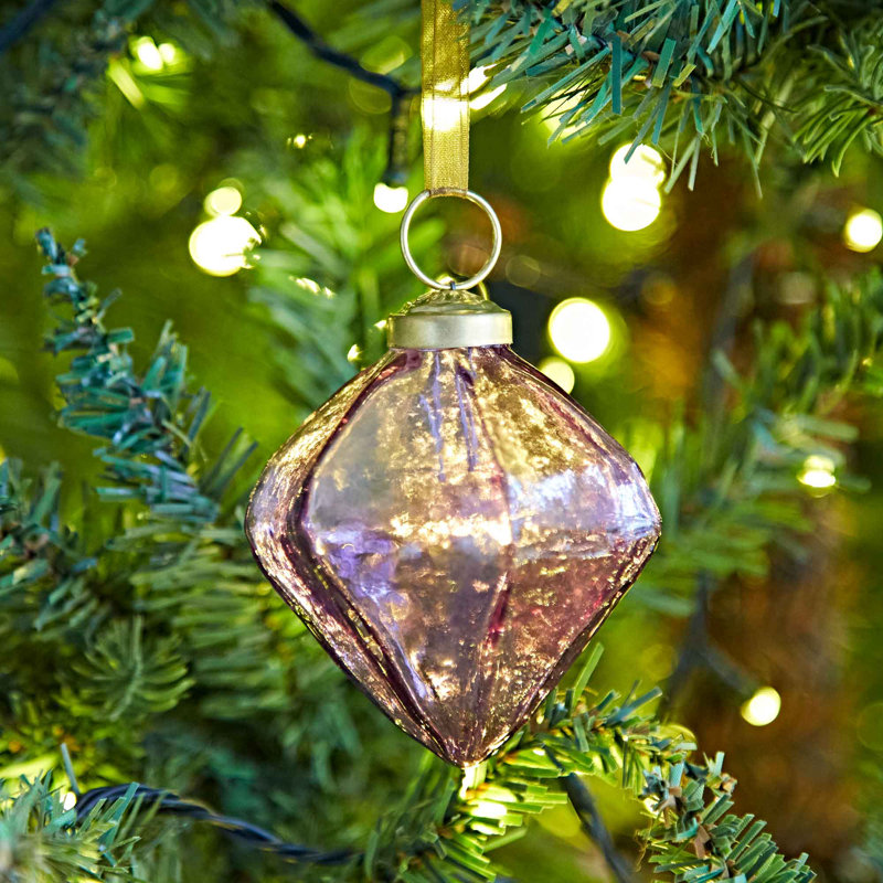 Coloured Recycled Glass Diamond Bauble, Purple