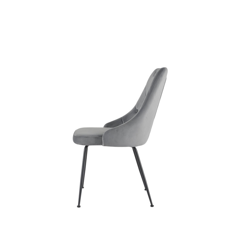Chaise d'appoint, velours jaune avec pieds noirs, gris, Noir