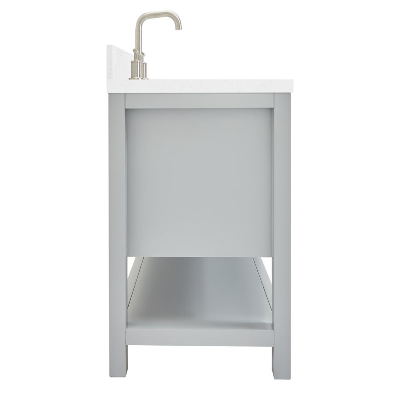 ARIEL Magnolia 60 Single Sink Bathroom Vanity with Top, Gray, Rectangular