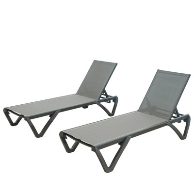 Patio Chaise Lounge Outdoor, Aluminum Structure With Adjustable , Quick-Dry Material, For Sunbathing In Beach, Yard, Balcony, Gray Comfortable Poolside Chair, Polypropylene, Fits Balcony  Gray