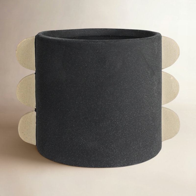 Aralia Ceramic Cachepot, 5" H x 8.75" W x 6.75" D