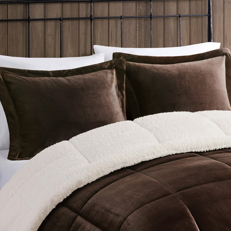 Édredon très grand - et 1 édredon texturé, 2 taies décoratives, coussin décoratif Facile à nettoyer en duvet synthétique brun l 102 po x L 86 po Confortable