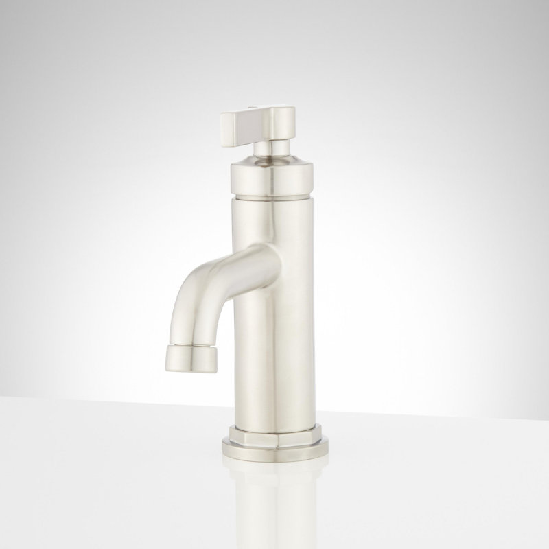 Greyfield 1.2 GPM Single Hole Bathroom Faucet with Metal Lever Handle and Pop-Up Drain Assembly, Brushed Nickel