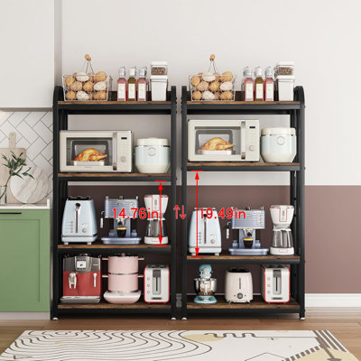 4 Tier Microwave Stand, Large Bakers Racks for Kitchens, Height Adjustablebakers Shelf