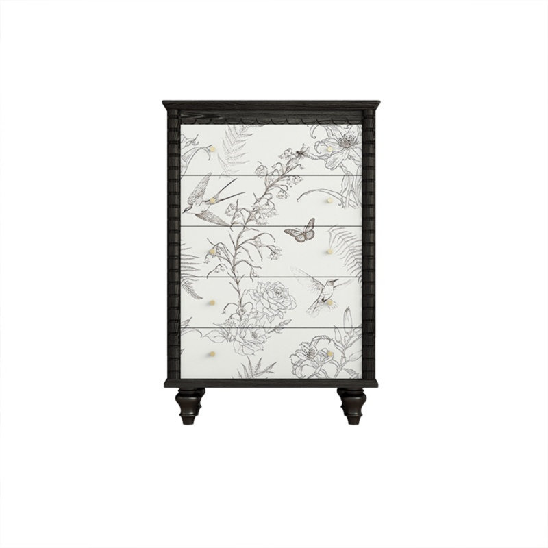 Commode décorative à cinq tiroirs Retro, Noir