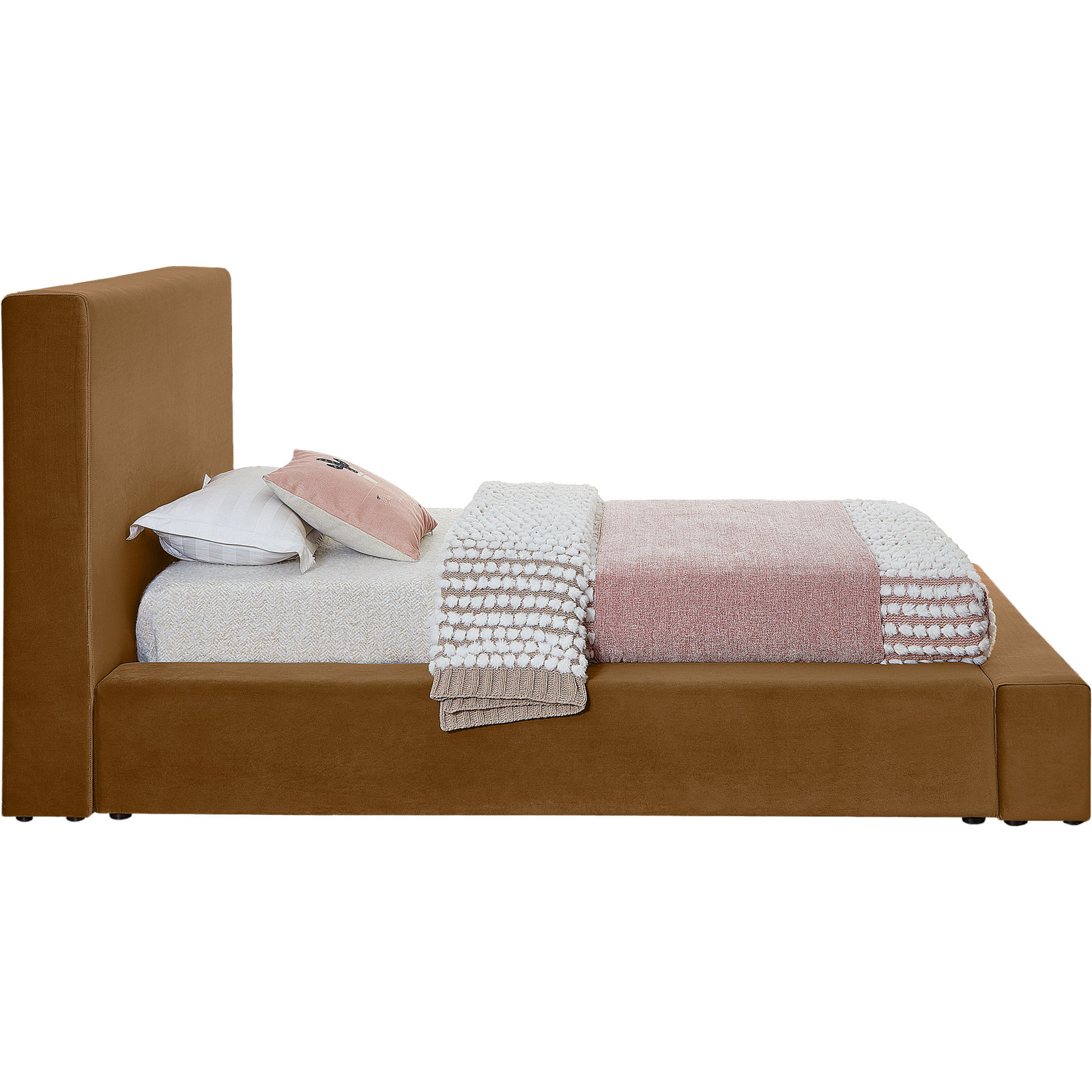 Ishia Velvet Upholstered Bed, Twin, Saddle Velvet