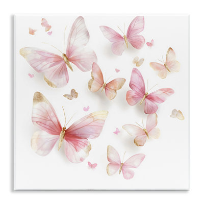 Pink & Gold Butterfly Rabble Wall Plaque, design by Creative Studio