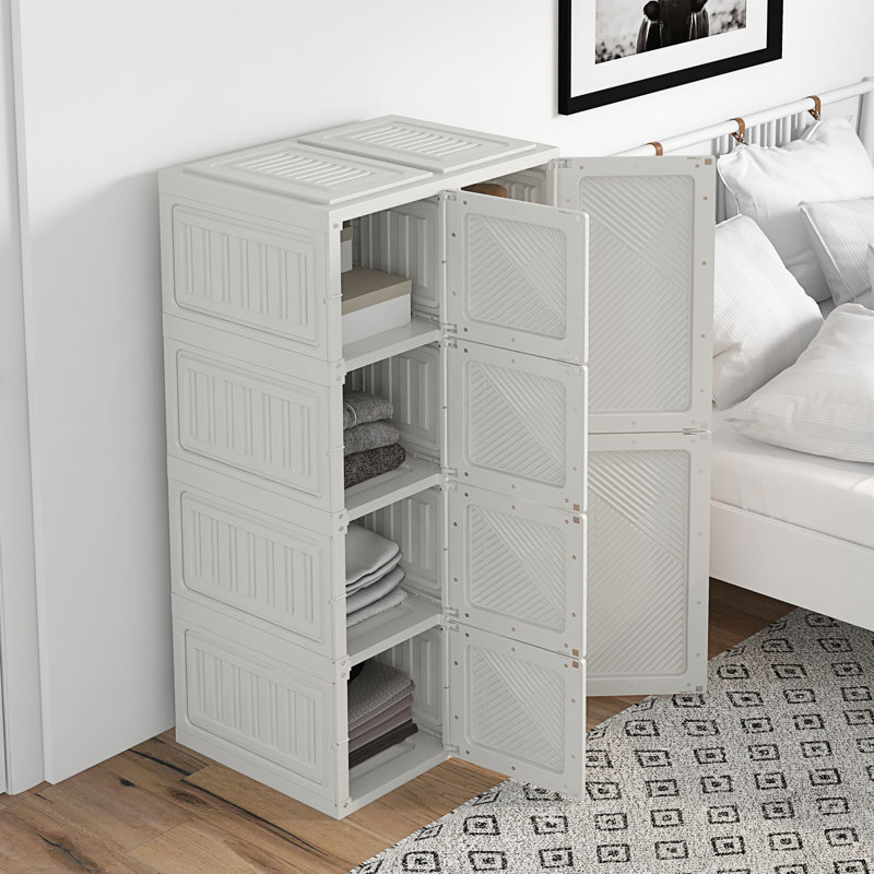 Garde-robe portatif avec portes à 8 compartiments