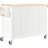Solid Wood Top Kitchen Island Cart In White, 4 Door Cabinet With Space Shelves, 2 Drawers, Spice & Towel Rack, Locking Wheels Adjustable-120266012-120266011