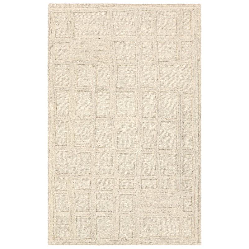 Tapis crème à motif géométrique fait à la main Label J Lustrous BAV04, Rectangle 9 pi 6 po x 13 pi 6 po
