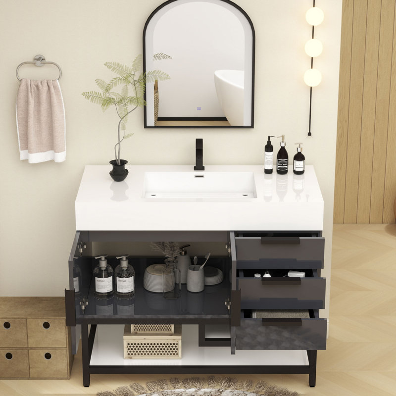 42'' W Single Bathroom Vanity Set, Gloss Gray