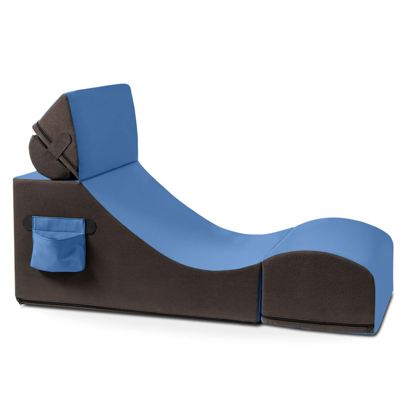 Fauteuil de jeu, table et repose-pieds Flexx V-Tex convertible 3 en 1 avec appui-tête et poche réglables, Bleu royal