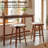 Federica Modern Upholstered Faux Leather 360° Swivel Stools with Curved Wood Legs-168019625