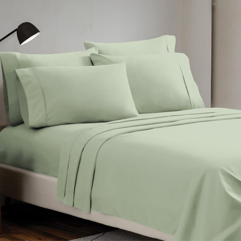 Ensemble de draps 4 pièces Paarizaat 8000 Series, Ensemble de draps pour taille de lit simple avec d, Sage