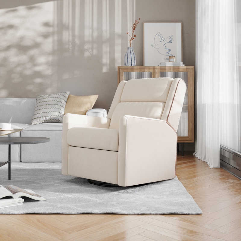 Costelli 28.75" Wide Manual Rocking Recliner Chair with 360° Swivel and Gliding Motion, Cream