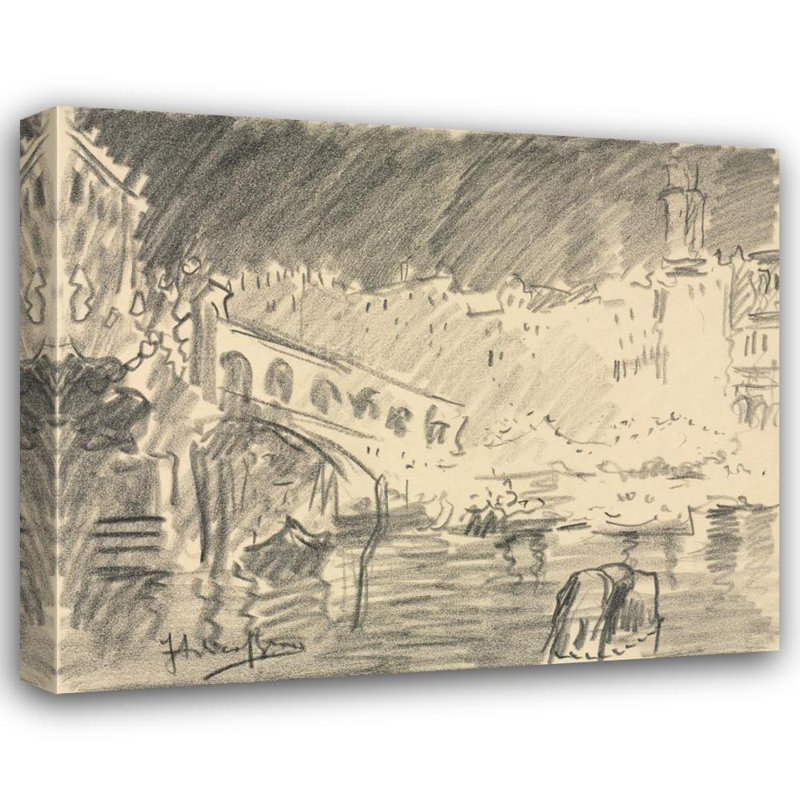 "Le pont du Rialto" par italico brass - Art mural sur toile tendue avec châssis, H 48 po x l 33 po