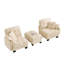 Canapé en L Chenille avec 4 coussins en forme de L, repose-pieds mobile et garniture capitonnée matelassée à conception ergonomique, canapé à assise profonde facile à assembler pour le bureau du salon, appartement, beige crème-133931564-133931567