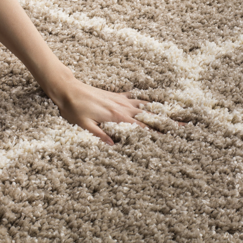 Tapis bleu marine / ivoire Darrold, Carré 9 pi, Beige / Ivoire