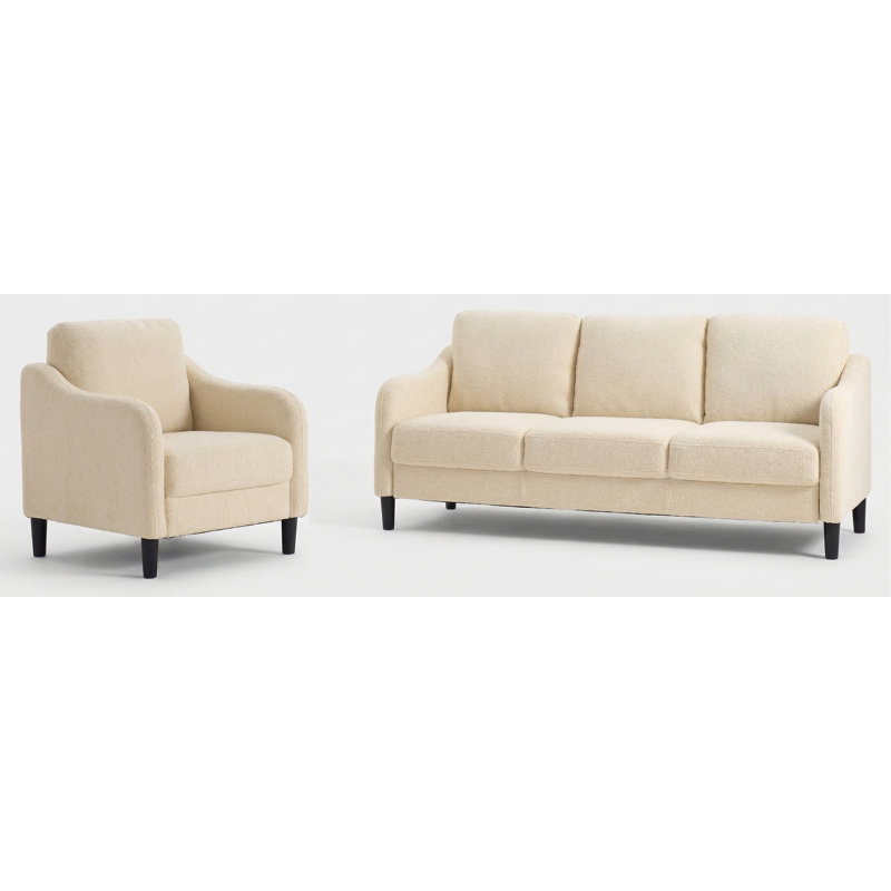 Ensemble de salon moderne 2 pièces Hasina, Crème