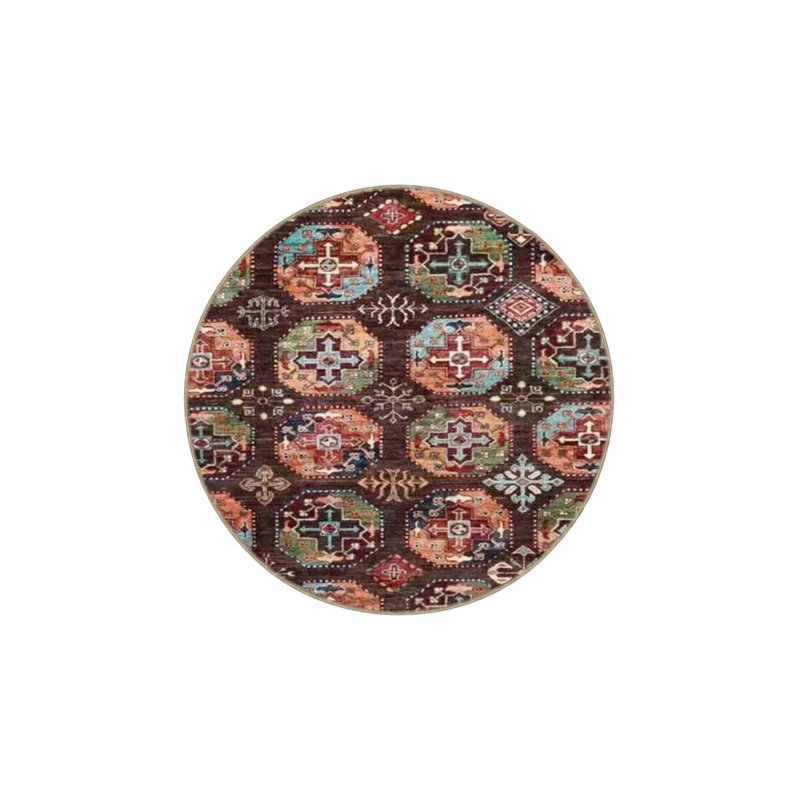 Round Colorful Modern Patterned Woven Base Rug, Rectangle 3'3" x 4'11" Rug Pad Included