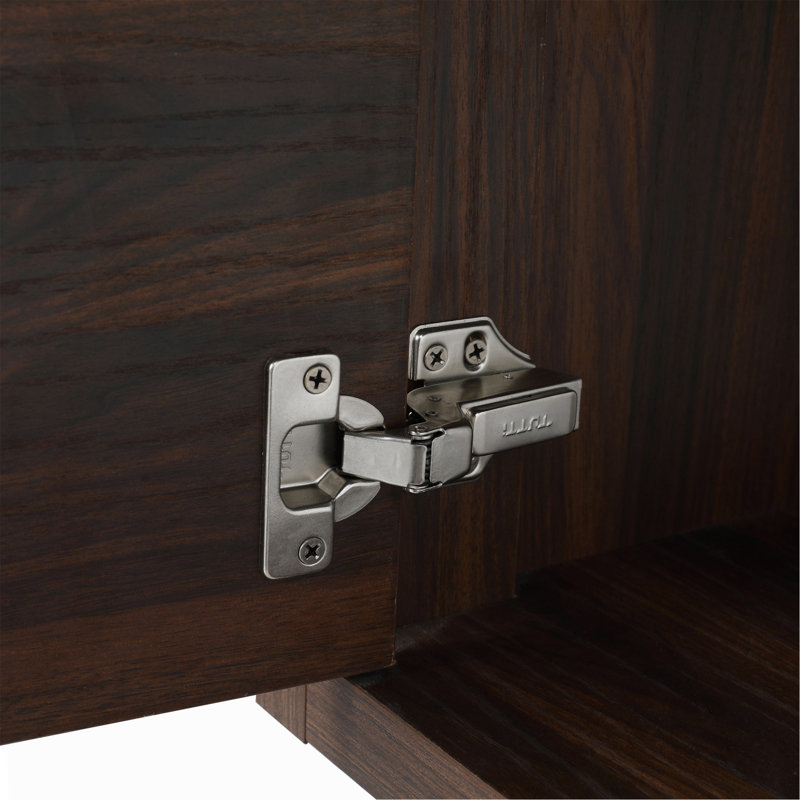 Armoire de salle de bain 48 po avec lavabo, portes et tiroir à fermeture en douceur, montage flottant, 48 po x 18 po, Noyer