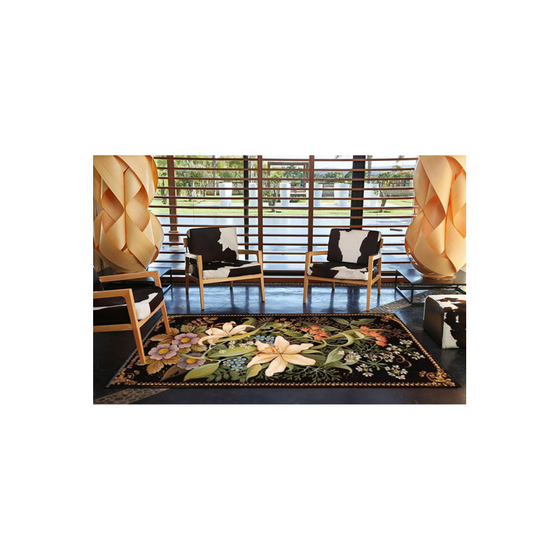 Tapis décoratif lavable à la machine moderne à motif floral et rose, Carré 3 pi 3 po