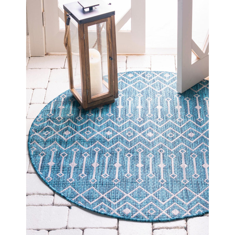 Tapis d'extérieur couleur vert pâle, Rond 13 pi