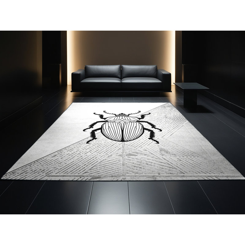 Tapis vert moelleux moelleux à motif géométrique moderne Adriel Beetle, 2 x 5