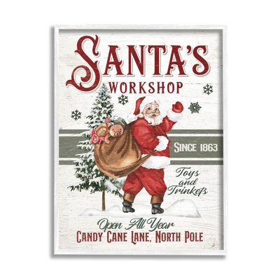 " Santa's Workshop Weathered Vintage Sign " Graphic Art Print