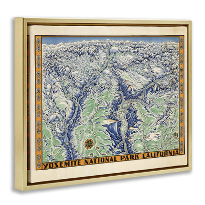 Vintage Yosemite Map Floater Canvas Wall Art by Stellar Design Studio