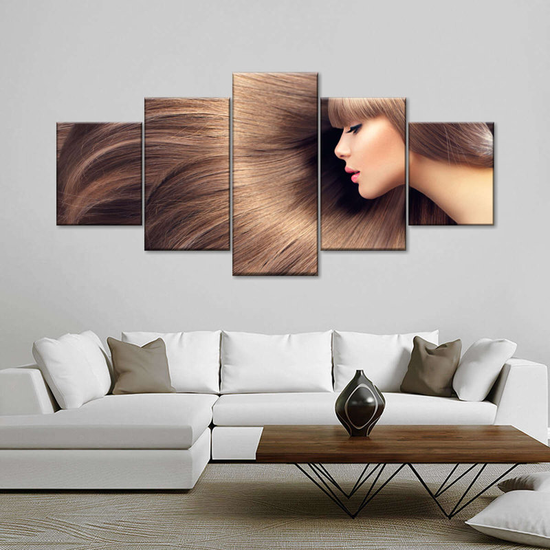 Ensemble de 5 cheveux flottants sur toile, H 24 po x l 55 po x P 1,25 po