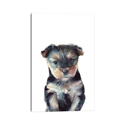 Yorkshire Terrier Puppy by Watercolor Luv - Wrapped Canvas Print