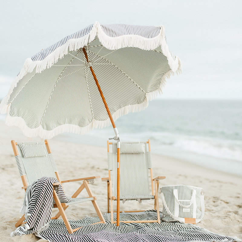 PREMIUM BEACH UMBRELLA - LAURENS NAVY STRIPE, Lauren's Navy Stripe