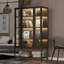 Grande vitrine en fer avec porte vitrée et lumières DEL en acier-1677785693