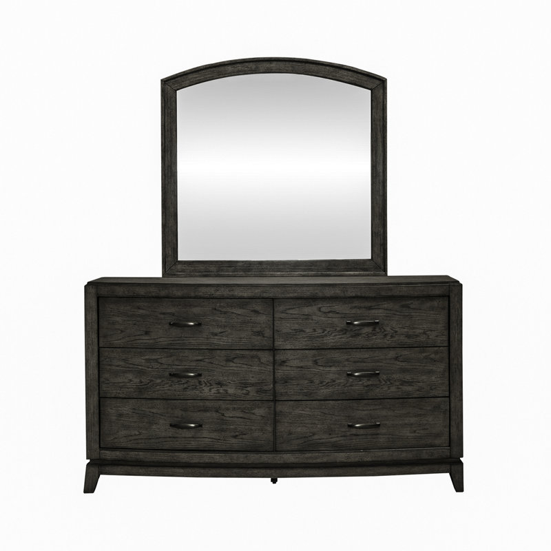 Ensemble de chambre à coucher avec lit de rangement, commode et miroir, commode et deux tables de chevet Drelan, Très grand