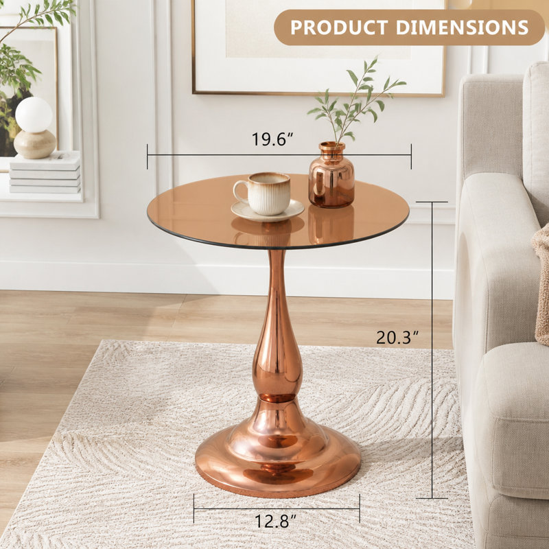 Table de bout ronde 19,6 pouces, Brown,Rose Gold