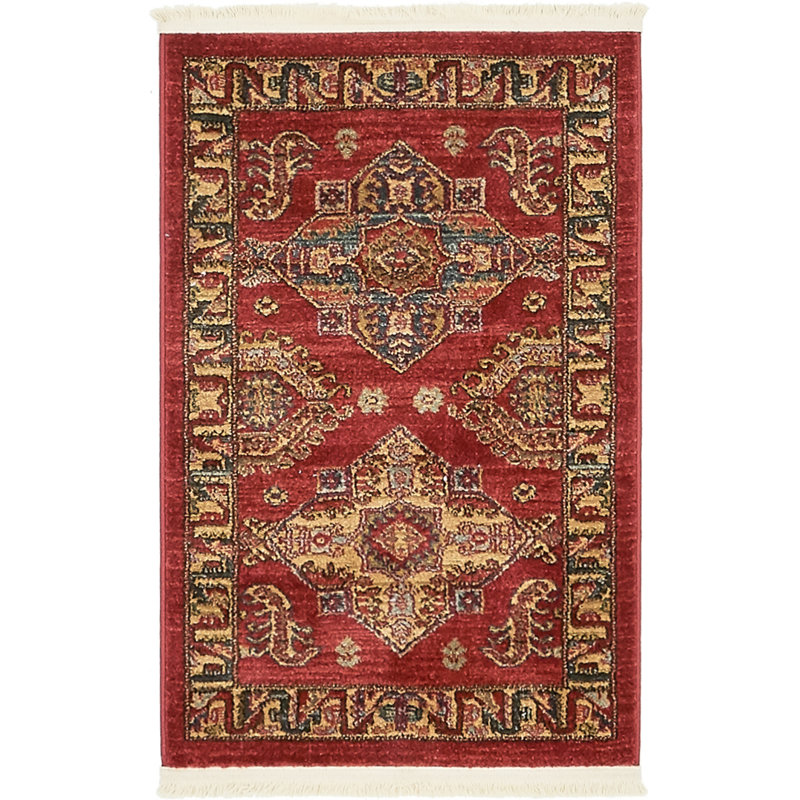 Tapis rouge à motif géométrique Eesi, Rectangle 2 pi x 3 pi 1 po