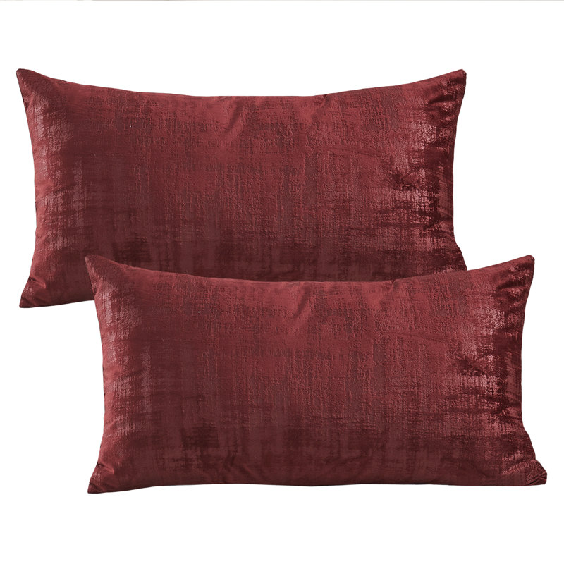 Textured Velvet Textured Rectangular Pillow Cover, Ruby Wine