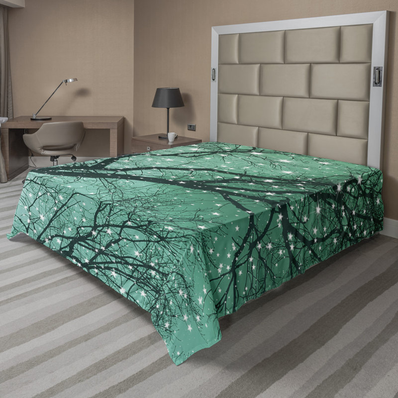 Queen Sea Green and Dark Teal Microfiber Flat Sheet
