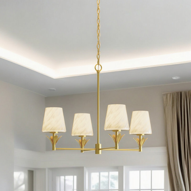 Lustre linéaire moderne à 4 lumières avec abat-jour en verre Gainesville