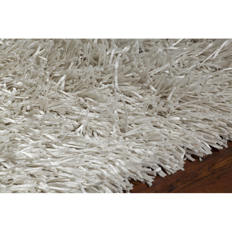 Hand Loomed Modern Area Rug in White, Rectangle 7'9" x 10'6"
