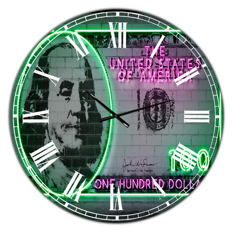 100 dollars - Large Modern Wall Clock, Large