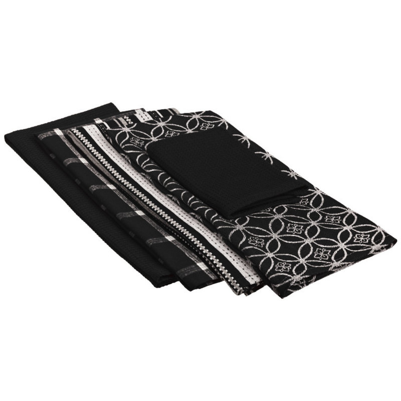 Cotton Waffle Dish Cloth Kitchen Towel, Black