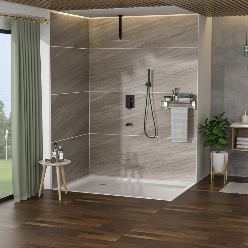 Douche de plafond avec bec de baignoire en cascade et filetage standard américain - système de bronze à débit d'huile de 1,8 gal / min