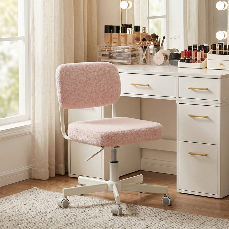 Chaise de coiffeuse avec dossier, Rose